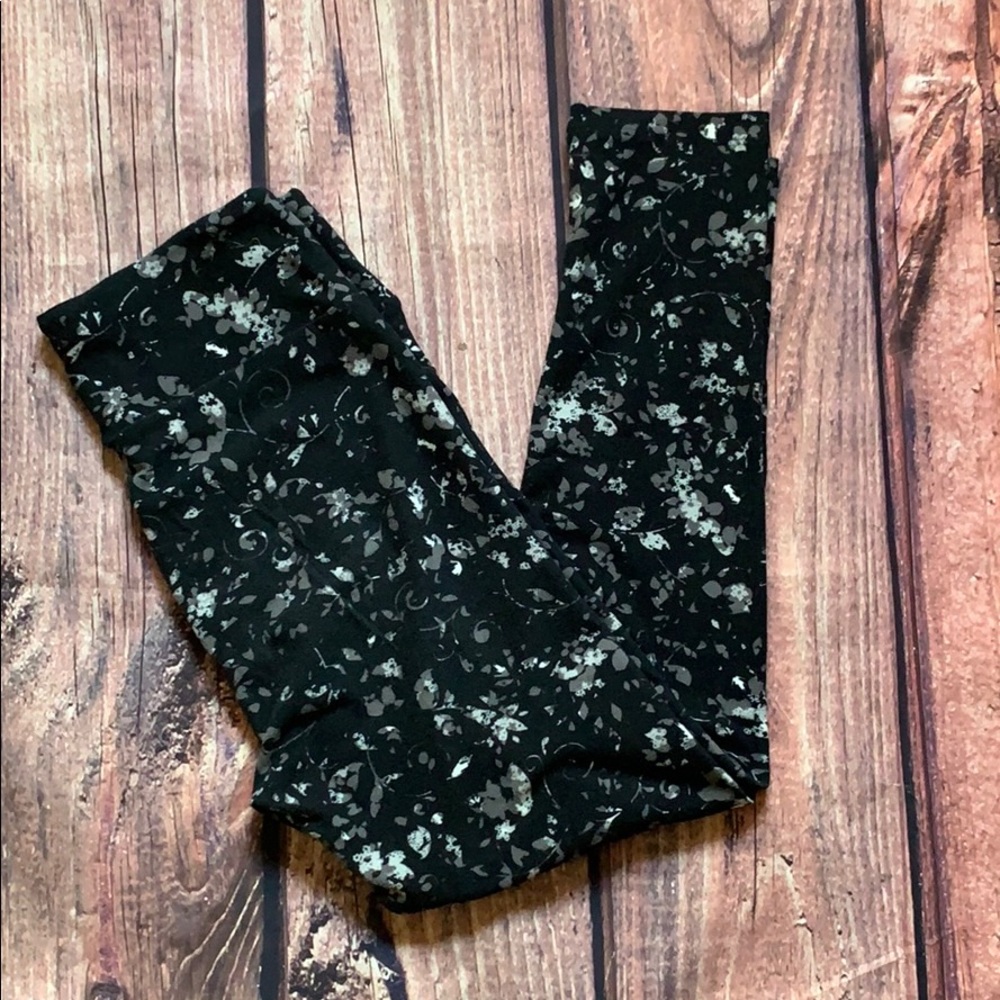 Black with gray floral leggings